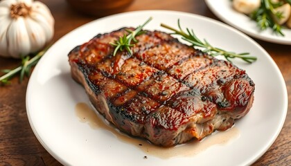 A perfectly cooked medium-rare steak, generative ai