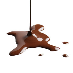 Dripping sweet chocolate on grey background
