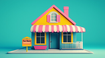 Colorful pastel houses For Rent.
