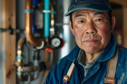 Portrait of a middle aged male plumber