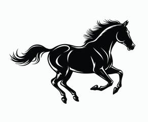 Running Horse Silhouette EPS Vector File Isolated Illustration Template on a white background