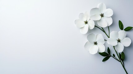 Obraz premium Elegant white flowers arranged on a soft white background.