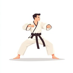 Taekwondo karate action illustration man