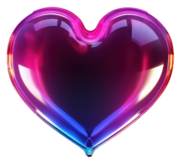 PNG  3D render of neon heart icon night illuminated futuristic.