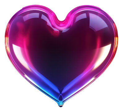 PNG  3D render of neon heart icon night illuminated futuristic.