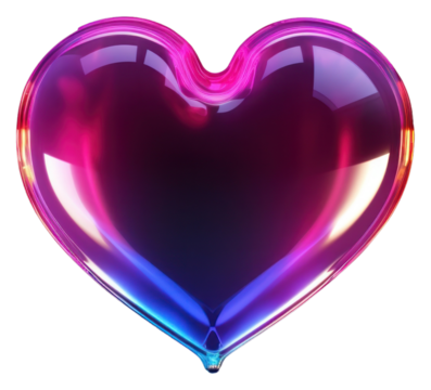 PNG  3D render of neon heart icon night illuminated futuristic.