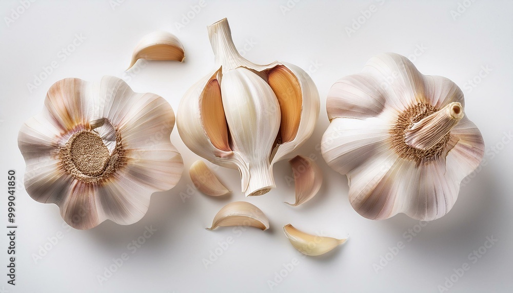 Wall mural garlic on white background 2