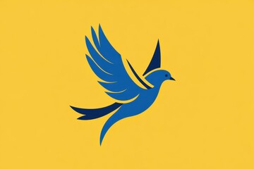 Obraz premium Stylized blue bird illustration on a yellow background