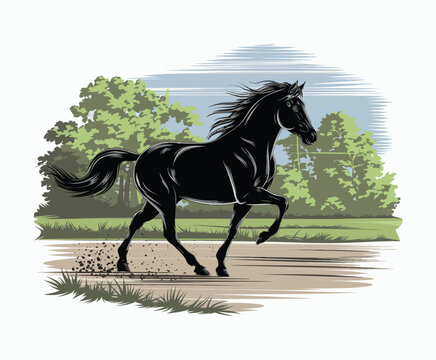 recommend clip art: Running Horse Silhouette EPS Vector File Isolated Illustration Template on a white background