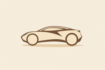 Minimalistic illustration of a sports car in profile view, featuring sleek lines and a streamlined design on a beige background