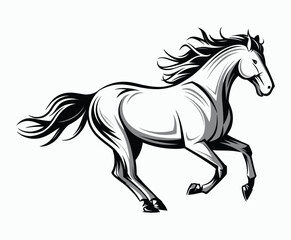 Obraz premium Running Horse Silhouette EPS Vector File Isolated Illustration Template on a white background