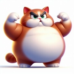 Fototapeta premium Cartoon angry Fat cat Mascot character, 3d Generative aI 