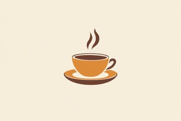 Obraz premium Beautiful Minimalist illustration of a steaming coffee cup on a saucer