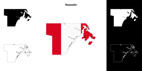 Obraz premium Keewatin region (Nunavut) outline map set