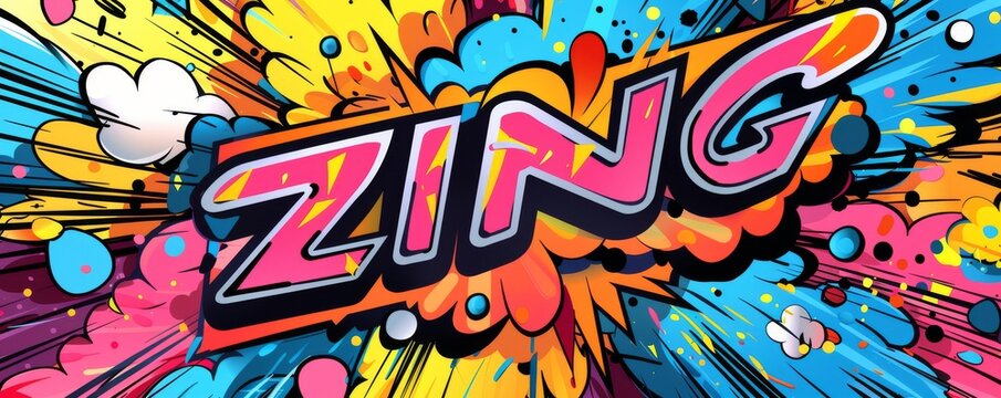 Colorful pop art background with "ZING" inside. Comic book style, Explosion theme, Vibrant vector