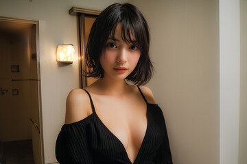 Fototapeta premium 黒が似合う素敵な女性 大人の魅力