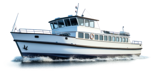 PNG Real small ferry boat yacht white transportation.