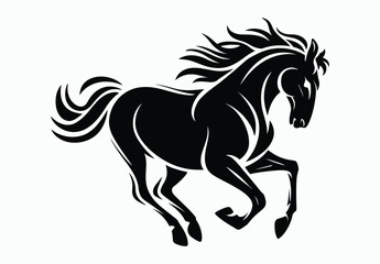 Obraz premium Running Horse Silhouette EPS Vector File Isolated Illustration Template on a white background