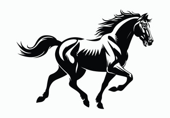 Obraz premium Running Horse Silhouette EPS Vector File Isolated Illustration Template on a white background