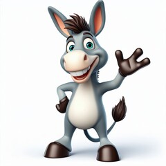 Cartoon Waving donkey Mascot character, 3d Generative AI
