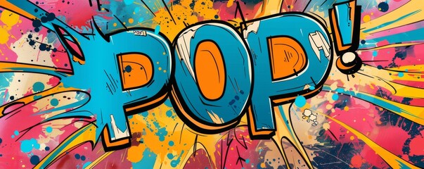 Abstract pop art background with "POP" inside. Explosion theme, Dynamic graphics, Vibrant vector