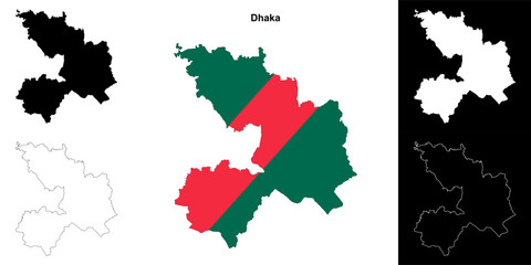Fototapeta premium Dhaka district outline map set