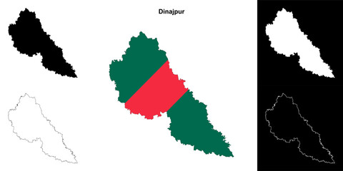 Fototapeta premium Dinajpur district outline map set