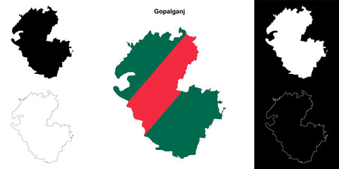 Gopalganj district outline map set