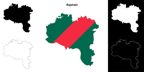 Fototapeta premium Rajshahi district outline map set