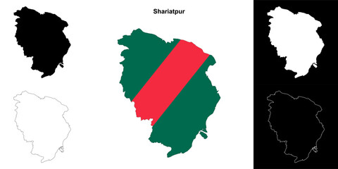 Fototapeta premium Shariatpur district outline map set