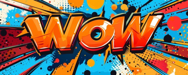 Eye-catching pop art background with "WOW" inside. Bold visuals, Abstract shapes, Colorful vector