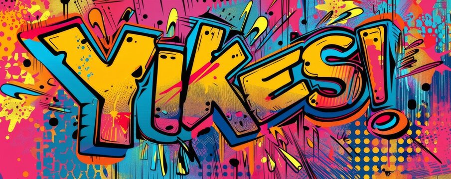 Colorful pop art background featuring "YIKES." Comic book elements, Dynamic visuals, Vibrant vector