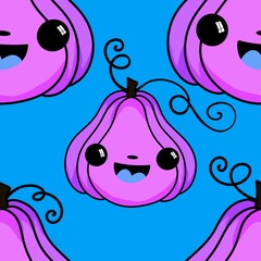 Halloween cute pumpkins seamless monsters pattern for wrapping paper and fabric