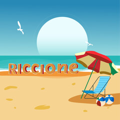 Hotel Zone Riccione Italy. Riccione logo at the beginning of the Riccione stage of the Giro d'Italia. Riccione beach.
