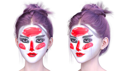 女性の顔アップ　3DCGレンダリング