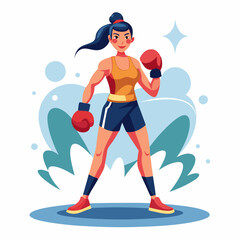 Woman Boxer, Isolated on White Background, Modern Athletic Training