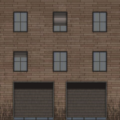 Brick wall facade with windows