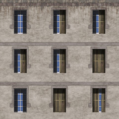 Brick wall facade with windows