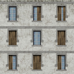 Brick wall facade with windows