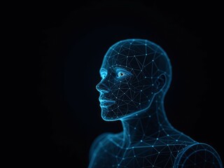Obraz premium human head hologram on black background