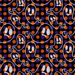 Halloween ghost seamless cartoon pattern for wrapping paper and fabrics