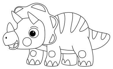 cartoon scene with character sketchbook sketch drawing manual work with color pencils animal dinosaurus dino tricaratops illustration for children cutout