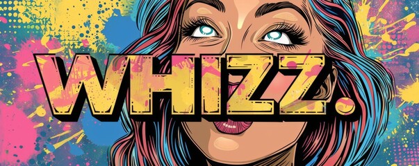 Playful pop art background featuring "WHIZZ." Comic book elements, Dynamic visuals, Bright vector