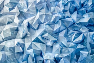 Abstract background with blue triangular facets forming a dynamic geometric mosaic