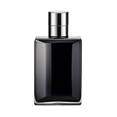 Naklejka premium Black perfume bottle with a silver cap