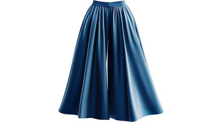 A pair of flowing, blue, wide-leg palazzo pants.