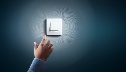 A person reaches out to press the light switch in the room