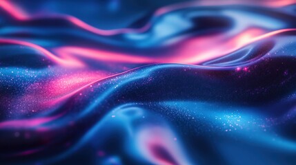 Obraz premium Vibrant blue and purple liquid waves with neon light reflection