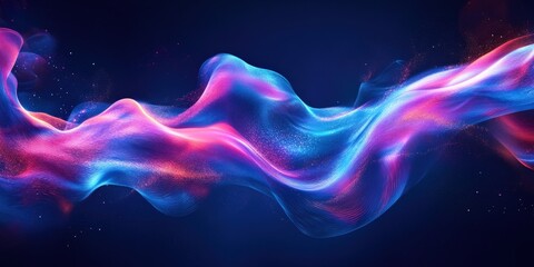 Fototapeta premium Vibrant blue and purple liquid waves with neon light reflection