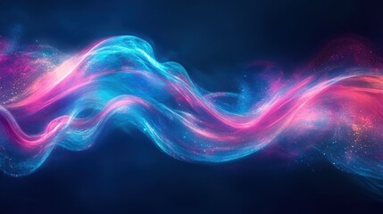 Fototapeta premium Vibrant blue and purple liquid waves with neon light reflection